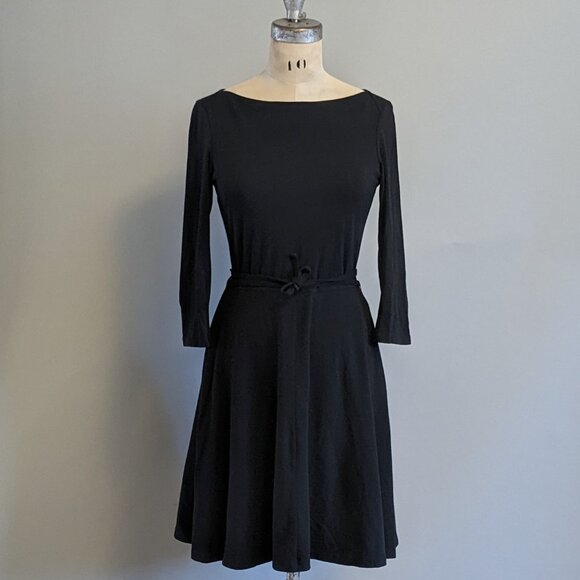 Black Jersey Skater Dress 3/4 Sleeve Size Small - Uniqlo - Picture 1 of 6